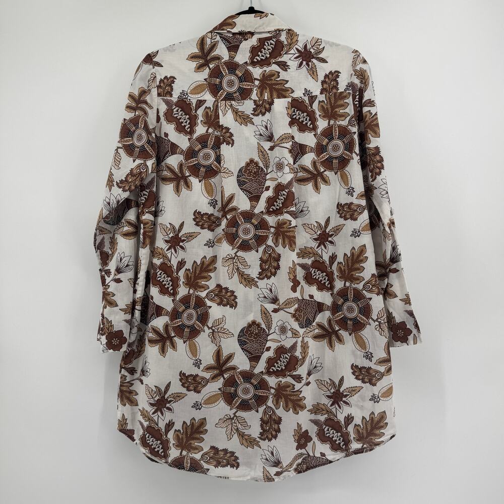 Julia Amory Husband Shirt Coco Cap Ferrat Floral Block Print Button Down Size S - Picture 6 of 8